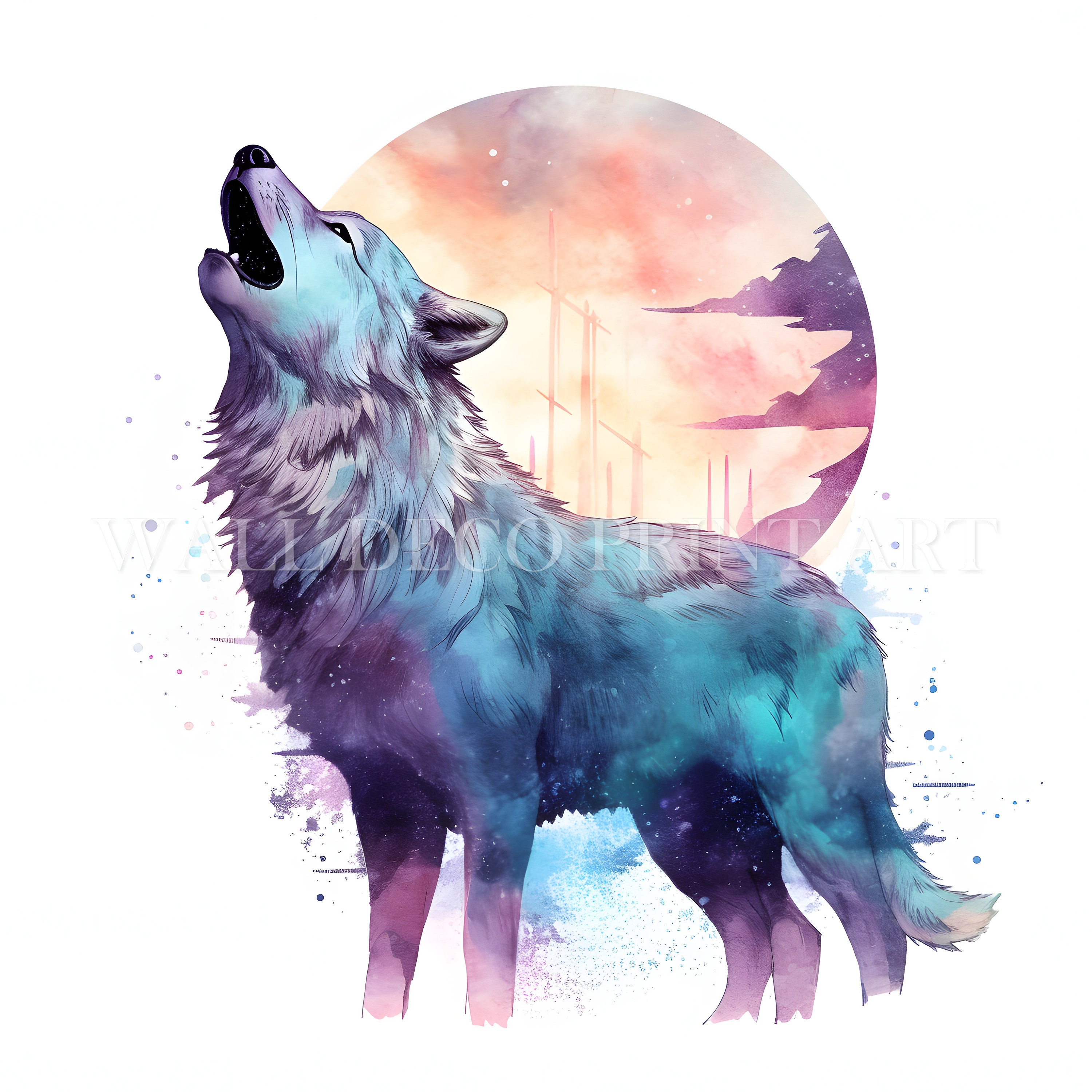 Howling Wolf Clipart Bundle 13 High Quality Jpgs Digital - Etsy