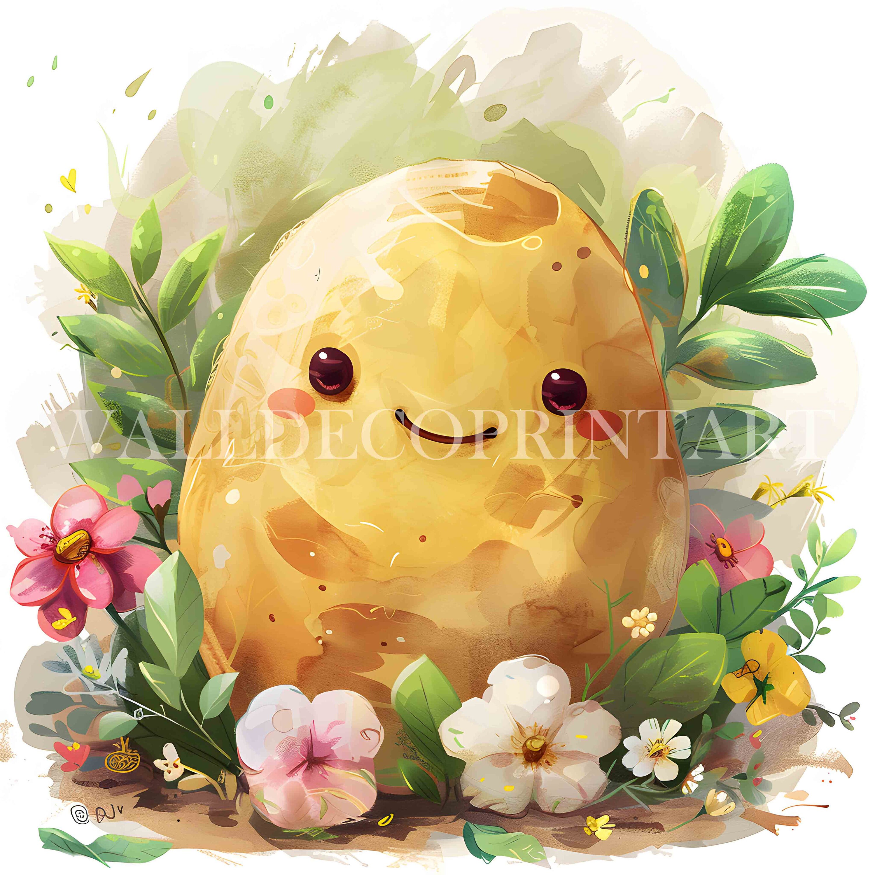 10 Cute Floral Potato Clipart Bundle - High Quality Jpgs - Digital ...