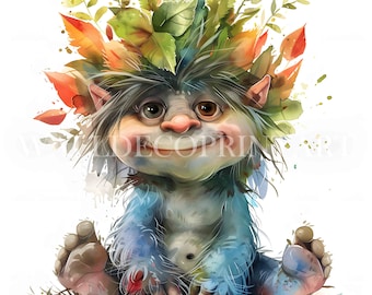 12 schattige en knorrige trollen clipartbundel - afbeeldingen van hoge kwaliteit - digitale downloads - commercieel gebruik aquarel mixed media digitale ambacht