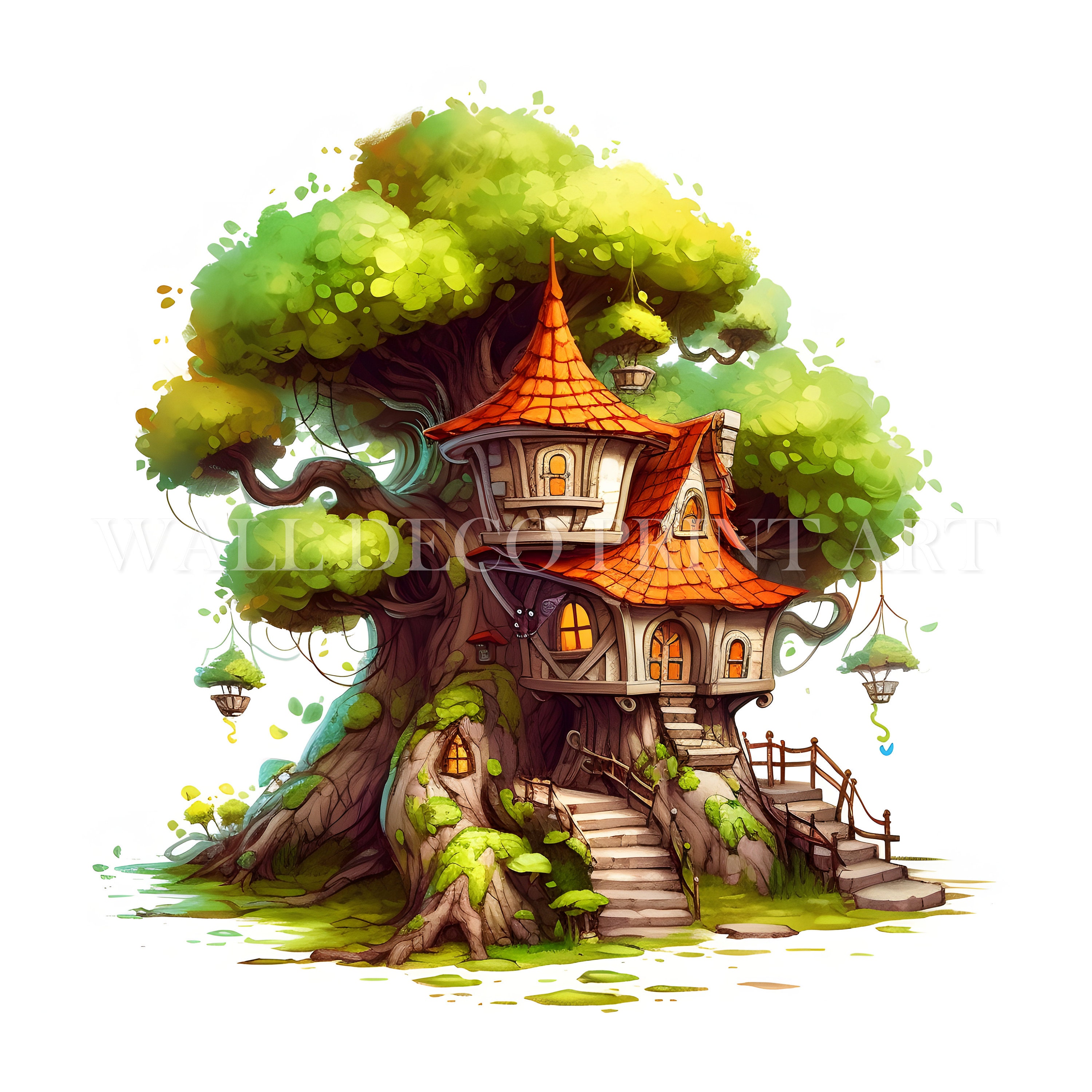Watercolor Magic Treehouse Clipart Bundle - 10 High Quality