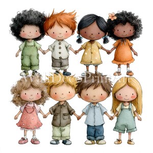 10 Kindergarden Kids Clipart Set - High Quality Images - Digital Download - Commercial Use Watercolor Printable Media Digital Paper Craft image 4