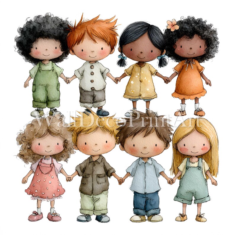10 Kindergarden Kids Clipart Set - High Quality Images - Digital Download - Commercial Use Watercolor Printable Media Digital Paper Craft image 4