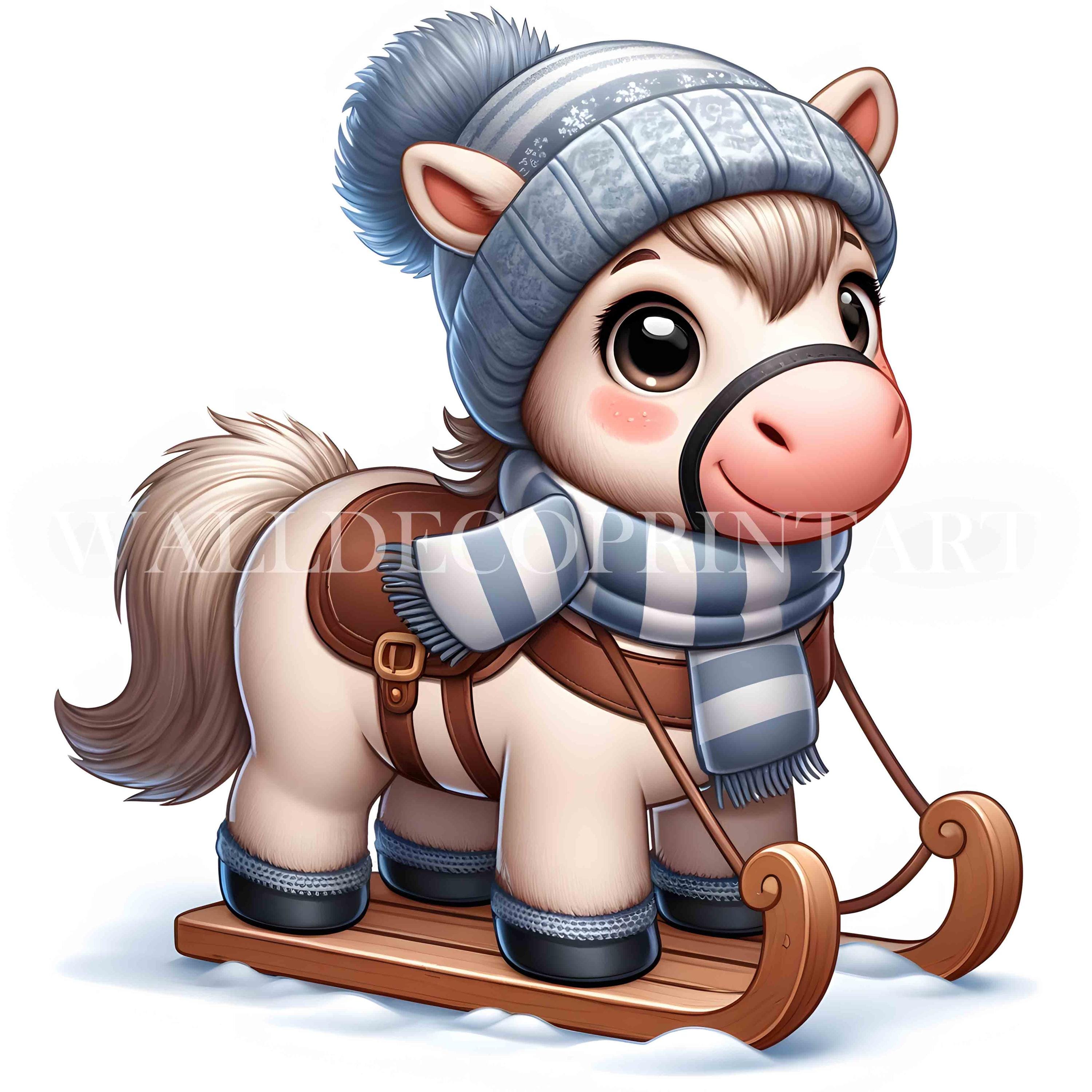 10 Christmas Winter Horse Clipart Bundle - High Quality Jpgs - Digital ...