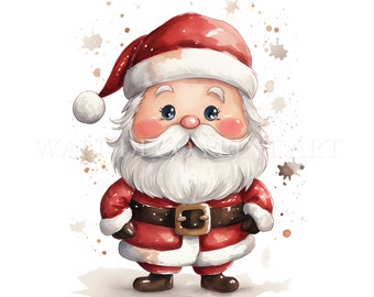 Scandi Santa Claus Clipart Bundle - 10 JPGs & 1 High Quality PNG - Digital Download - Commercial Use, Watercolor, Mixed Media, Digital Craft