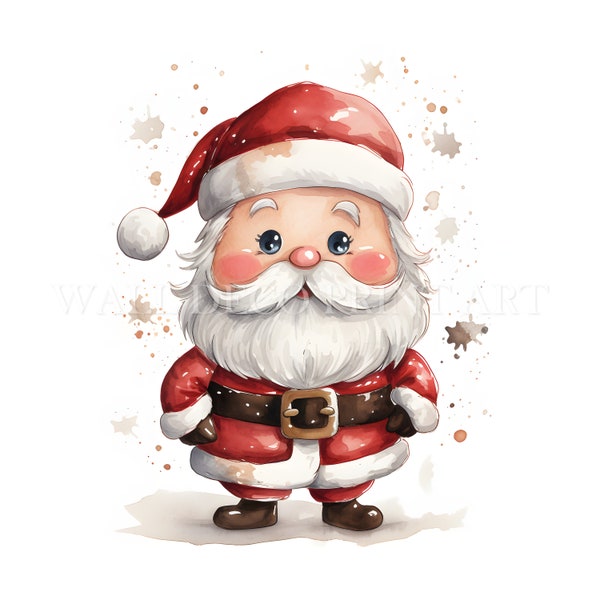 Scandi Santa Claus Clipart Bundle - 1 PNG & 10 hochwertige JPGs - Digitaler Download - Kommerzielle Nutzung, Aquarell, Mischtechnik, digitales Handwerk