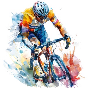 10 Clipart di ciclisti - JPG di alta qualità - Download digitali - Uso commerciale, acquerello, supporti stampabili, artigianato di carta digitale, arte sportiva