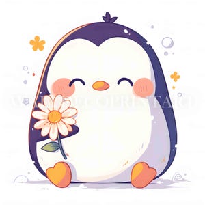 8 Cute Spring Penguin Clipart Bundle - High Quality JPG - Digital Download - Commercial Use, Mixed Media Digital Craft Junk Journal Wall Art