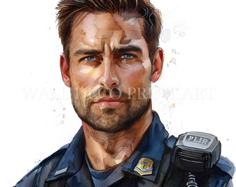 10 Police Portrait Clipart - High Quality JPG - Digital Downloads - Commercial Use Watercolor Printable Media Digital Paper Craft portrait
