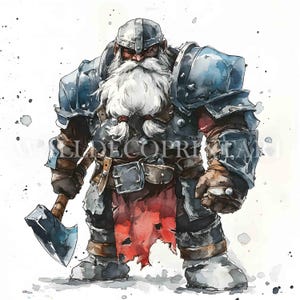 11 dwergkrijger clipart - hoge kwaliteit jpg&#39;s - digitale download commercieel gebruik aquarel afdrukbare media digitale papierkunst fantasie portret