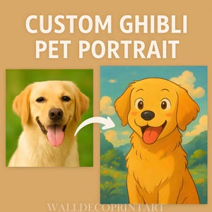 Custom Ghibli Style Pet Portrait from Your Photo – Personalized Anime Illustration, Unique Gift, Digital Art File, Fast Delivery Included