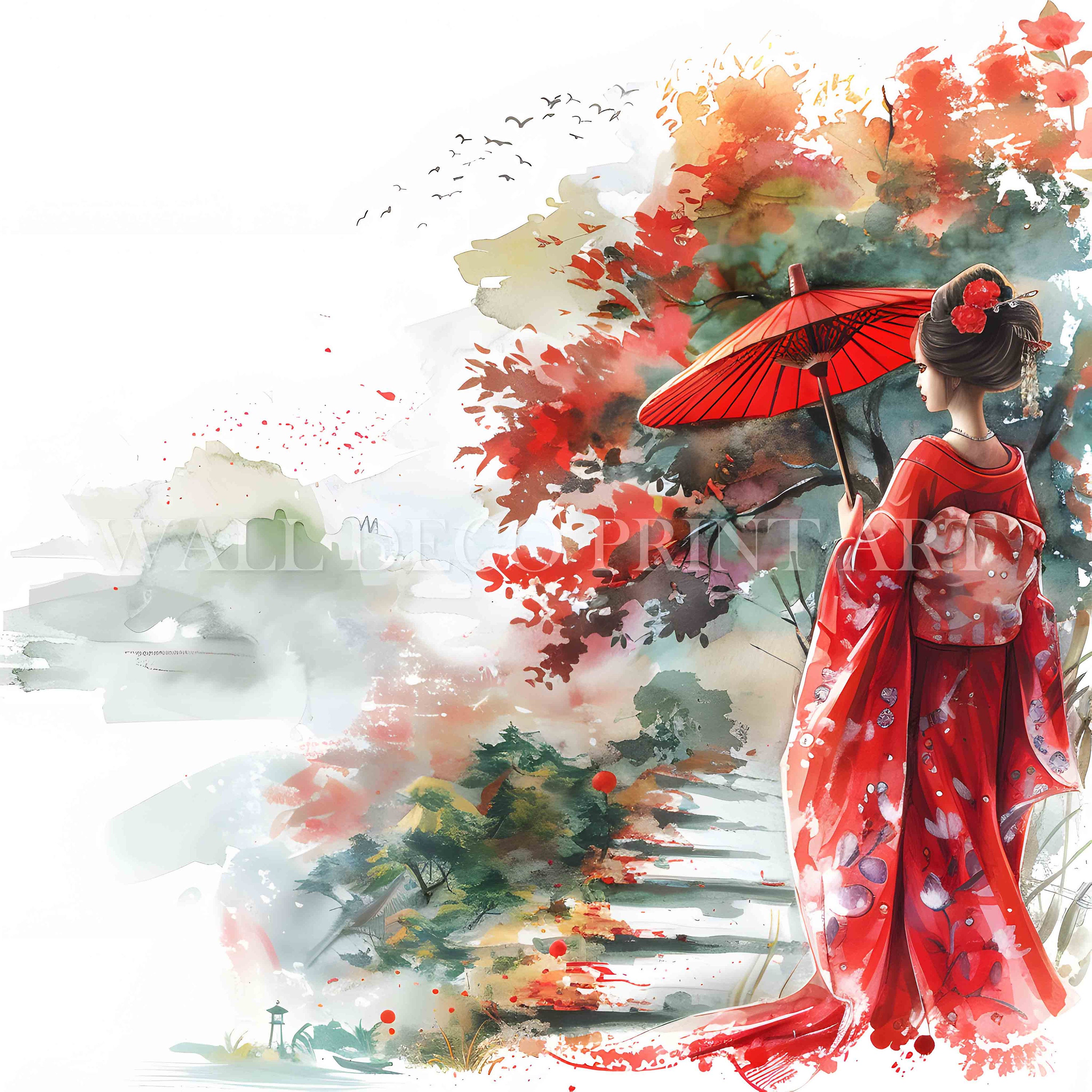 Beautiful Geisha Clipart Bundle - 10 High Quality Jpgs - Digital ...