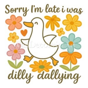 Late Duck - Druckbares transparentes PNG Design für T-Shirts, Sublimation, kommerzielle Nutzung, digitaler Download Print on Demand-Projekte