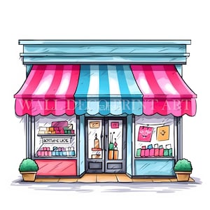 Lovely Colorful Shop Clipart - 10 High Quality Jpgs - Digital Downloads ...