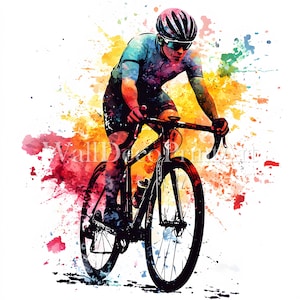 12 Rennradfahrer Clipart - Hochwertige JPGs - Digitale Downloads - Kommerzielle Nutzung, Aquarell, Druckbare Medien, Digitales Papiermodell, Sport