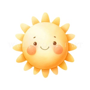 Soft Sketch SUN Clipart Bundle - 5 High Quality JPG - Digital Download - Commercial Use, Watercolor, Mixed Media, Digital Craft