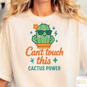Kaktus Power - Druckbares transparentes PNG Design für T-Shirts, Sublimation, kommerzielle Nutzung, digitaler Download Print on Demand Projekte Pflanzen