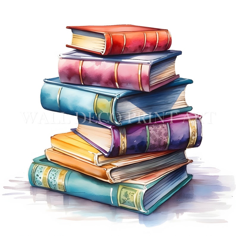 Colorful Books Clipart 11 High Quality Jpgs Digital - Etsy