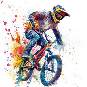 10 BMX-Fahrer Clipart - Hochwertige JPGs - Digitale Downloads - Kommerzielle Nutzung, Aquarell, Druckbare Medien, Digitales Papiermodell, Sportkunst