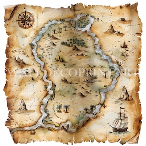 12 Fantasy Treasure Map Clipart Bundle - Hochwertige JPG - Digitale Downloads - Kommerzielle Nutzung Aquarell Mixed Media Digital Craft Junk Art