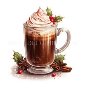 Tasty Hot Chocolate Clipart Bundle - 11 High Quality JPG - Digital Downloads - Commercial Use, Watercolor, Mixed Media, Digital Paper Craft