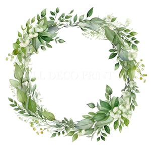 Couronne de clipart botanique aquarelle - 11 fichiers JPG de haute qualité - téléchargement immédiat pour un usage commercial, couleurs vives, création numérique en papier