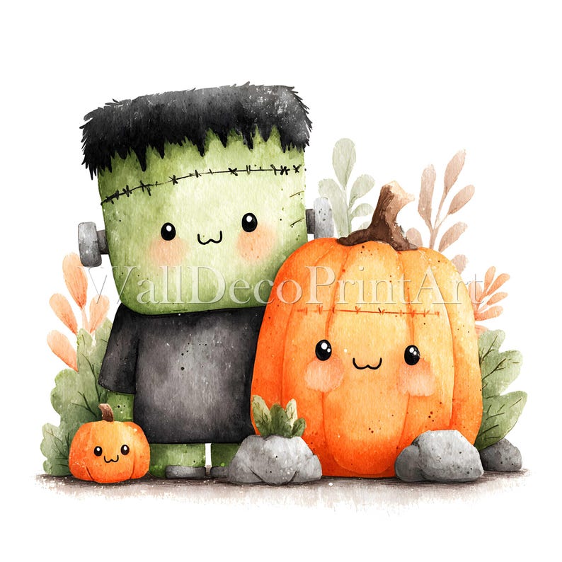 10 Cute Halloween Frankenstein Clipart Bundle - High Quality Images ...