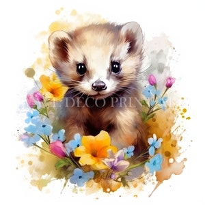 Bellissimo pacchetto di clipart FERRET - 10 JPG di alta qualità - Download digitali - Uso commerciale, acquerello, tecniche miste, artigianato digitale su carta