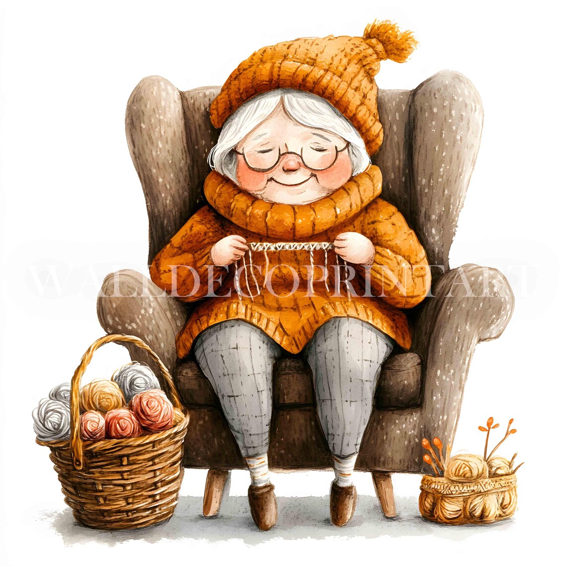 10 Knitting Grandmother Clipart - High Quality Jpgs - Digital Downloads ...