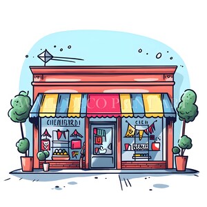 Lovely Colorful Shop Clipart - 10 High Quality Jpgs - Digital Downloads ...
