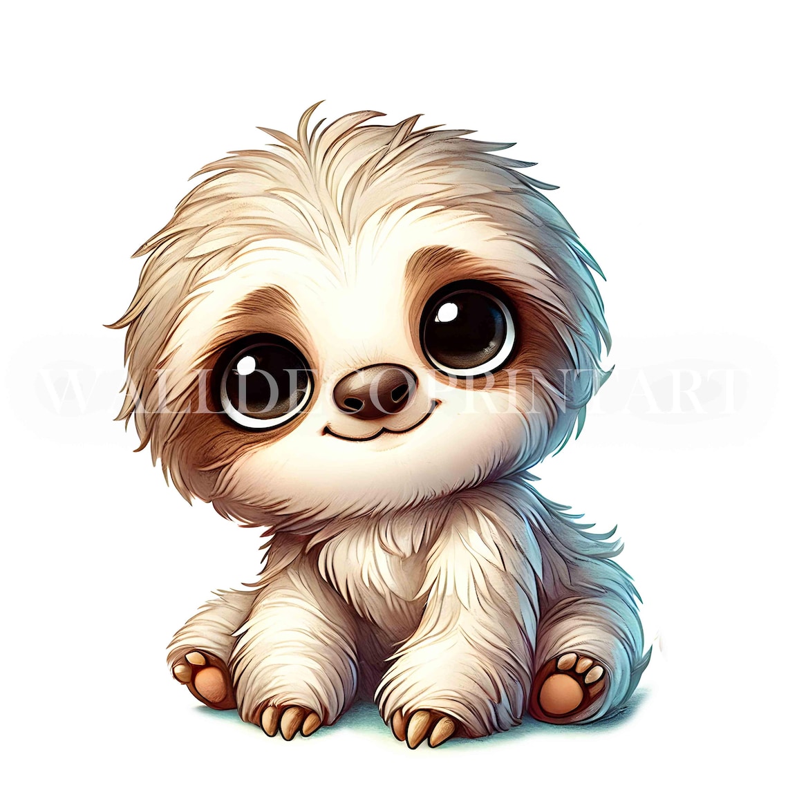 Soft Sketch Cute Sloth Clipart Bundle - 5 High Quality Jpgs - Digital ...