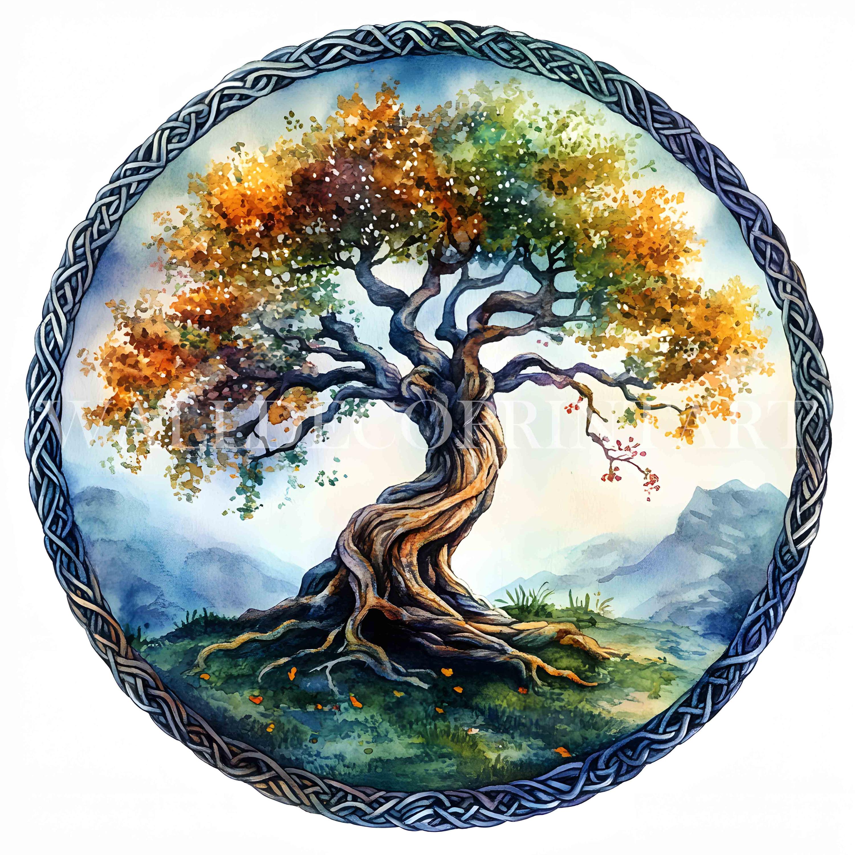 Watercolor Tattoo of the Tree of Life