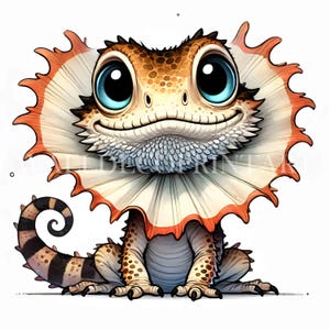 Soft Sketch Frilled Dragon Clipart Bundle - 9 High Quality JPGs - Digital Download - Commercial Use, Watercolor, Mixed Media, Digital Craft