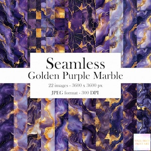 Golden Lila Marmor Digitales Papier - nahtlose abstraktes Design für Scrapbooking druckbare glänzende Textur Sofortiger Download kommerzielle Clipart