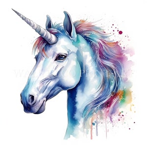 Colorful Unicorn Clipart Bundle - 10 High Quality JPGs - Digital Downloads - Commercial Use, Watercolor, Mixed Media, Digital Paper Craft