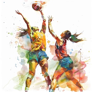 11 Beachvolleyball-Player Clipart - Hochwertige JPGs - Digitale Downloads - Kommerzielle Nutzung Aquarell Druckbare Medien Digitales Papier Handwerk Sport