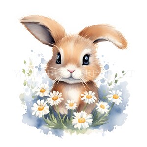 Lot de 10 cliparts lapin mignon - 10 fichiers JPG de haute qualité - téléchargements numériques - usage commercial, aquarelle, techniques mixtes, créations numériques en papier, mug