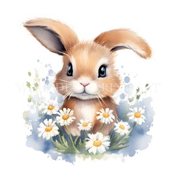 Cute Bunny Clipart Bundle - 10 High Quality JPGs - Digital Downloads - Commercial Use, Watercolor, Mixed Media, Digital Paper Craft, Mug
