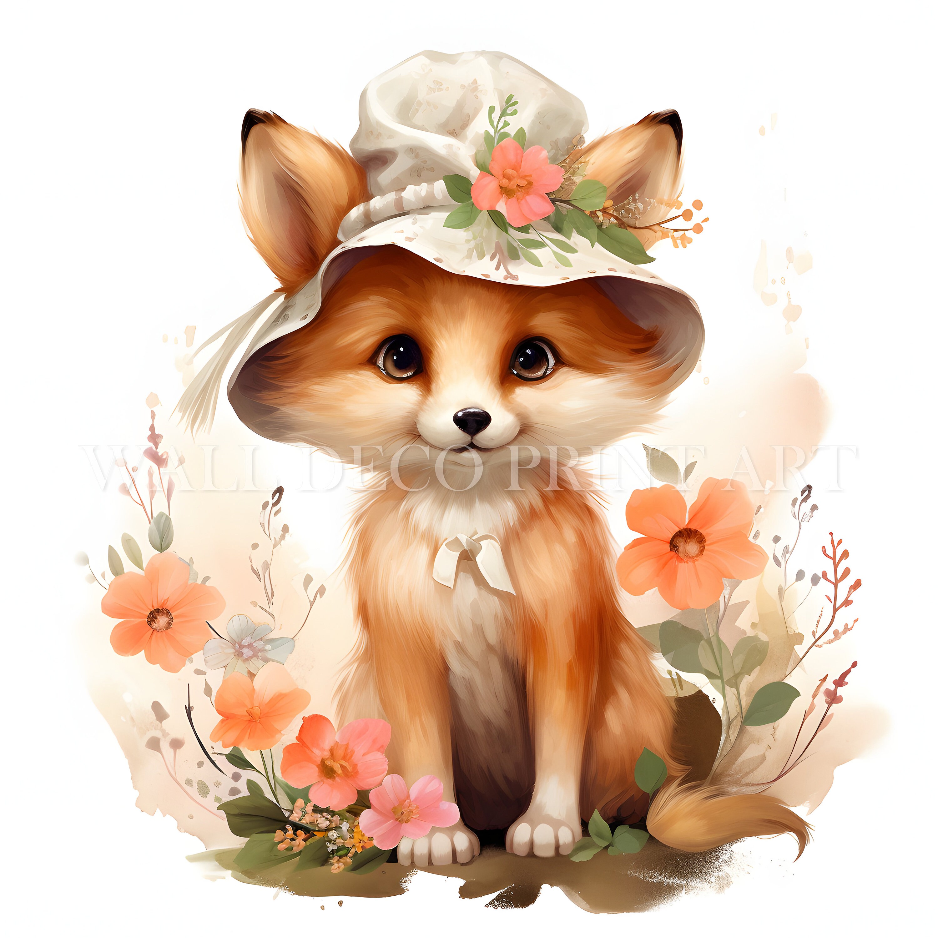 Spring Foz Cute Spring Flower Fox Clipart Bundle - 10 High Quality JPG - Digital ...
