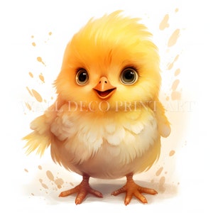 Pacchetto di clipart di simpatici pulcini - 15 JPG di alta qualità - Download digitali - Uso commerciale, acquerello, tecniche miste, artigianato di carta, tazza