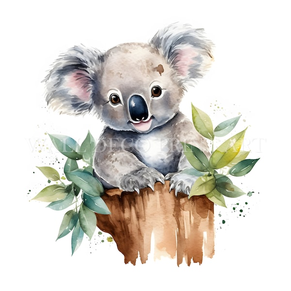 Beautiful Koala Clipart Bundle - 11 High Quality JPG - Digital Downloads - Commercial Use, Watercolor, Mixed Media, Digital Paper Craft, Mug