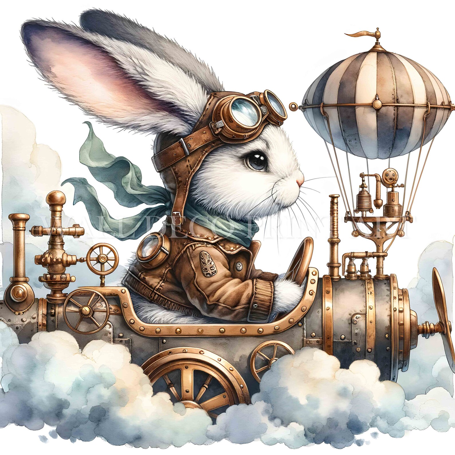 Cute Steampunk Rabbit Clipart Bundle - 13 High Quality Images - Digital ...