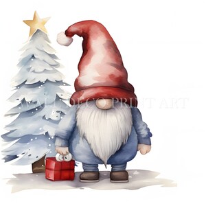 Christmas Gnome Clipart Bundle SET2 - 1 PNG e 1 JPG di alta qualità - Download digitale - Uso commerciale, acquerello, tecniche miste, artigianato digitale