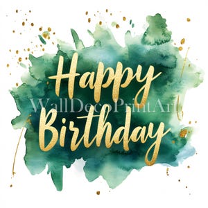 Happy Birthday groene clipartbundel - 10 hoge kwaliteit JPG - digitale download - commercieel gebruik aquarel mixed media afdrukbare Paper Craft