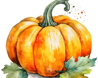 Beautiful Pumpkin Clipart Bundle - 10 High Quality JPGs - Digital Downloads - Commercial Use, Watercolor, Mixed Media, Digital Paper Craft