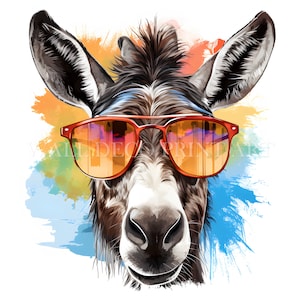 Cool Donkey Clipart-bundel - 10 hoge kwaliteit JPG's - Digitale downloads - Commercieel gebruik, aquarel, Mixed media, Digital Paper Craft
