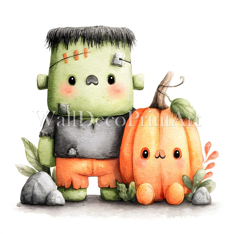 10 Cute Halloween Frankenstein Clipart Bundle - High Quality Images ...