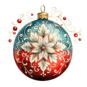 Clipart di palline di Natale - 10 JPG di alta qualità - Download digitali - Uso commerciale, acquerello, tecniche miste, artigianato digitale su carta, pianificatore