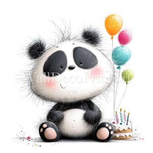 10 schattige verjaardag panda clipartbundel - afbeelding van hoge kwaliteit - digitale download commercieel gebruik aquarel mixed media afdrukbare Paper Craft