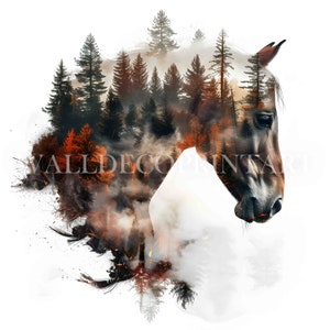 10 HORSE dubbele belichting clipartbundel - hoge kwaliteit JPG - digitale download - Commercieel gebruik, aquarel, Mixed media, Digital Paper Craft