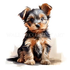 Yorkshire Terrier Puppy Clipart Bundle - 10 High Quality JPGs - Digital Downloads - Commercial Use, Watercolor, Mixed Media, Digital Craft